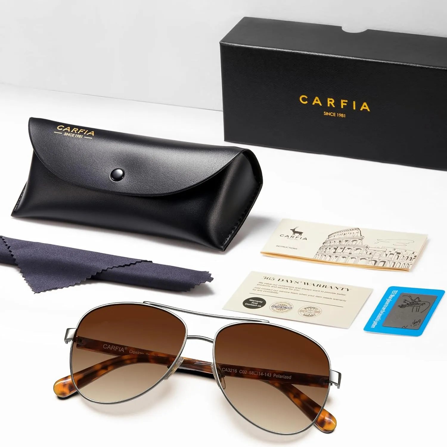 CARFIA Polarized Sunglasses for Women UV Protection Acetate Arms Metal Frame Woman's Shades CA3216