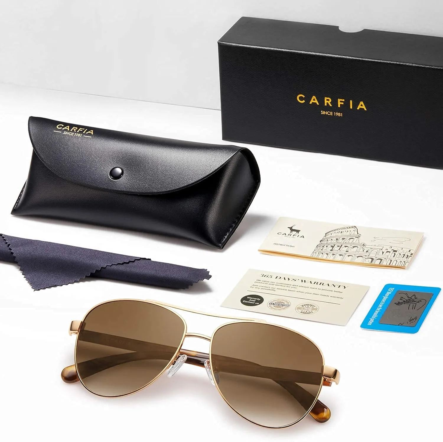 CARFIA Polarized Sunglasses for Women UV Protection Acetate Arms Metal Frame Woman's Shades CA3216