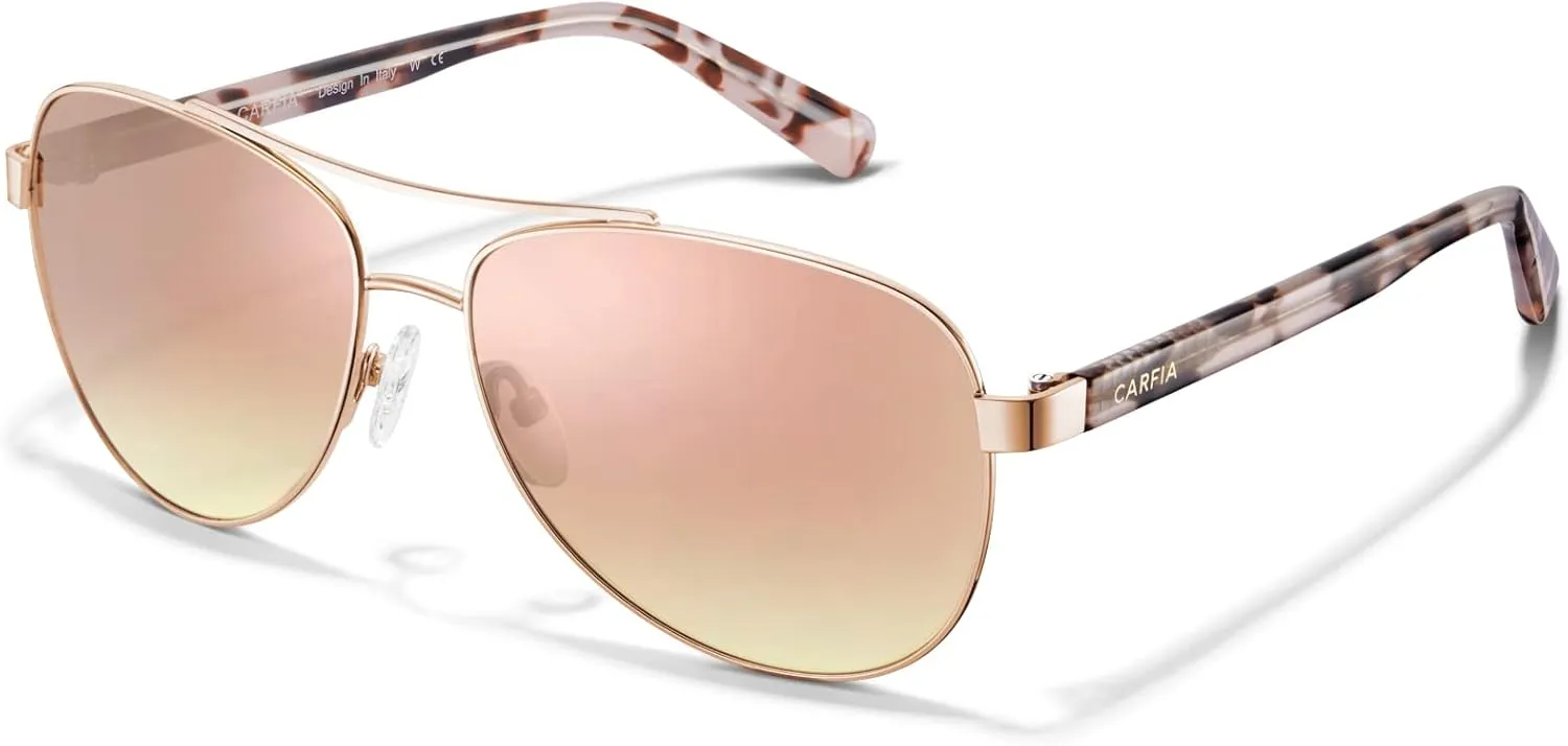 CARFIA Polarized Sunglasses for Women UV Protection Acetate Arms Metal Frame Woman's Shades CA3216