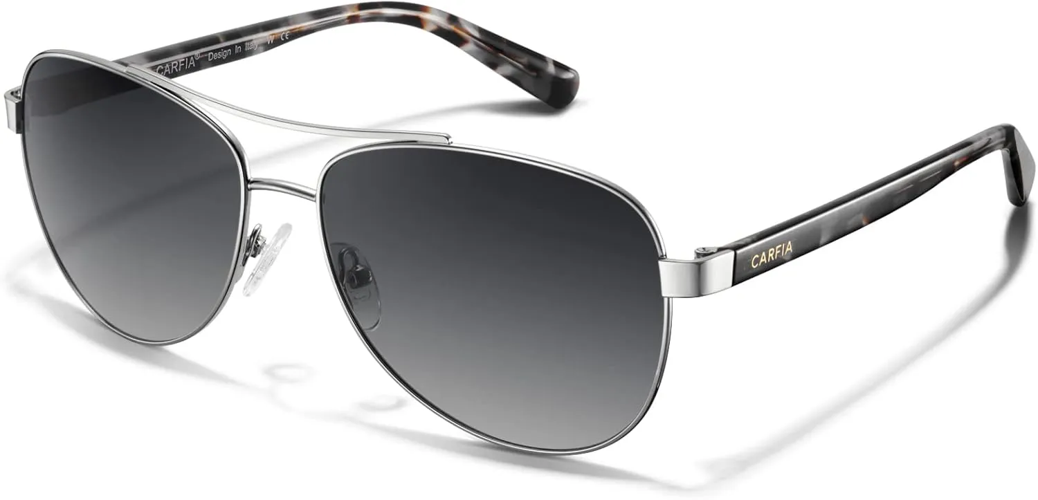CARFIA Polarized Sunglasses for Women UV Protection Acetate Arms Metal Frame Woman's Shades CA3216