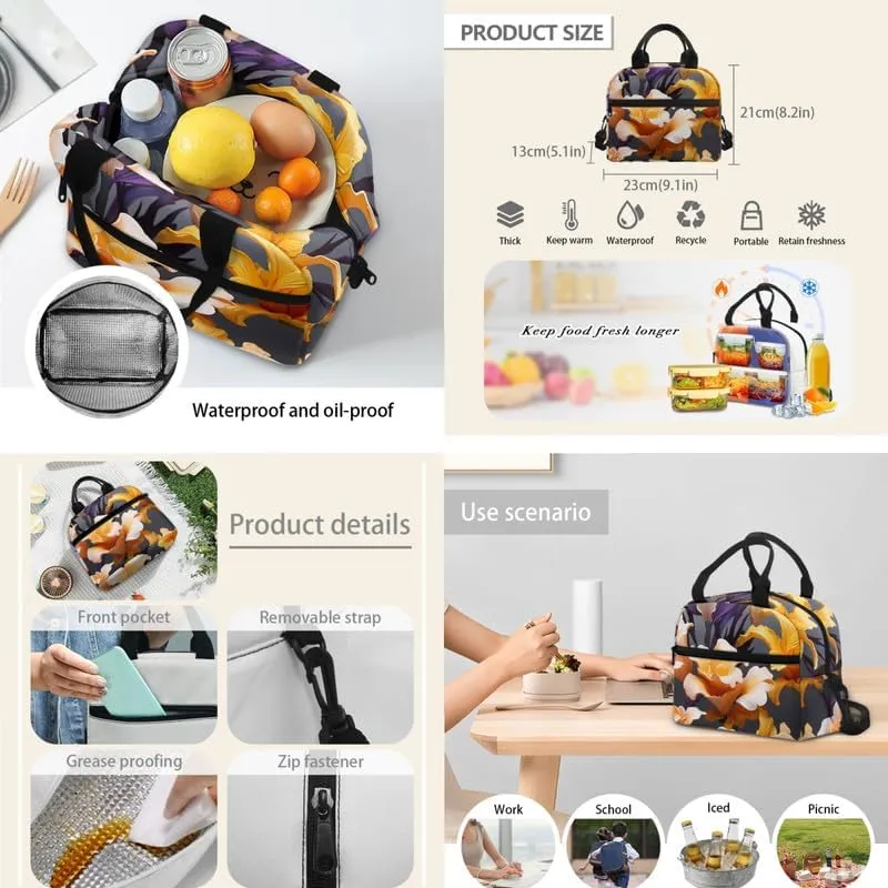 Cartoon Iris Floral Print 3 Pcs Shoulder Lunch Bag and Pen Case Bag Set Cute Yellow Flower Painting Travel Backpack 17 Inch Student Backpack Bookbags Set