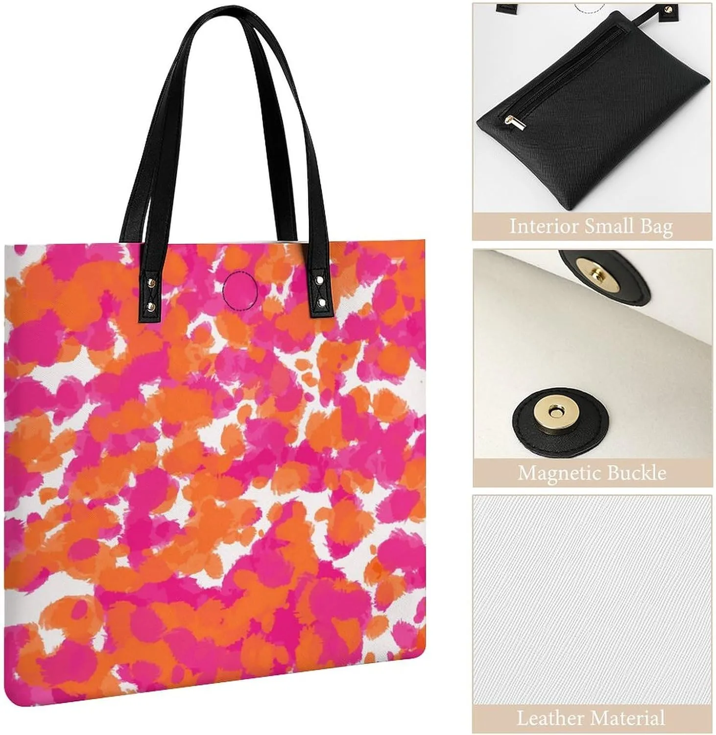 Cartoon Mushrooms Large Capacity Leather Handbag