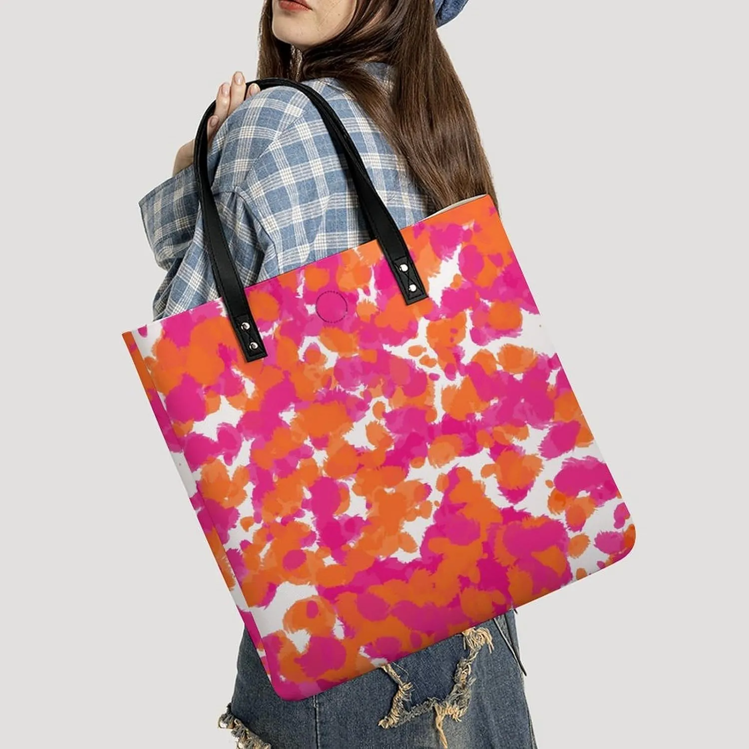 Cartoon Mushrooms Large Capacity Leather Handbag
