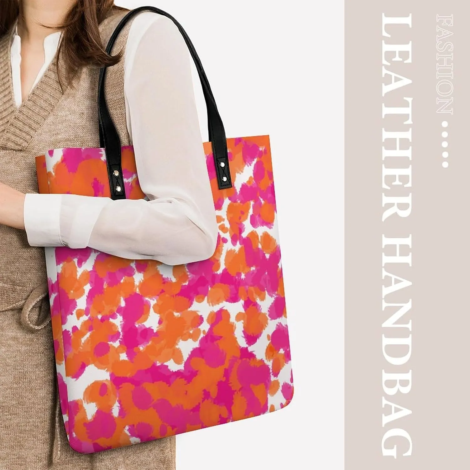 Cartoon Mushrooms Large Capacity Leather Handbag