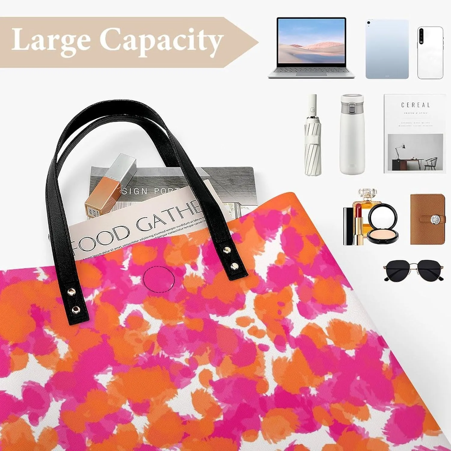 Cartoon Mushrooms Large Capacity Leather Handbag