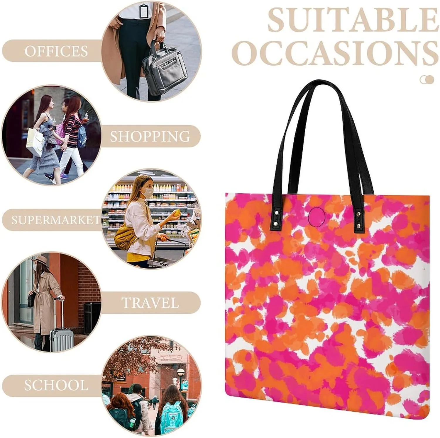 Cartoon Mushrooms Large Capacity Leather Handbag