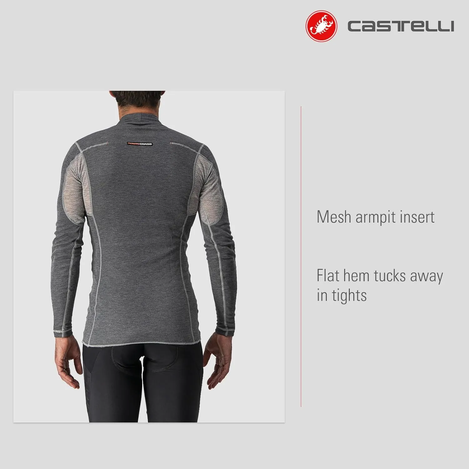 CASTELLI Men's Flanders Warm Long Sleeve Jersey, Fleece Crew Neck Base Layer for Road and Gravel Biking I Cycling