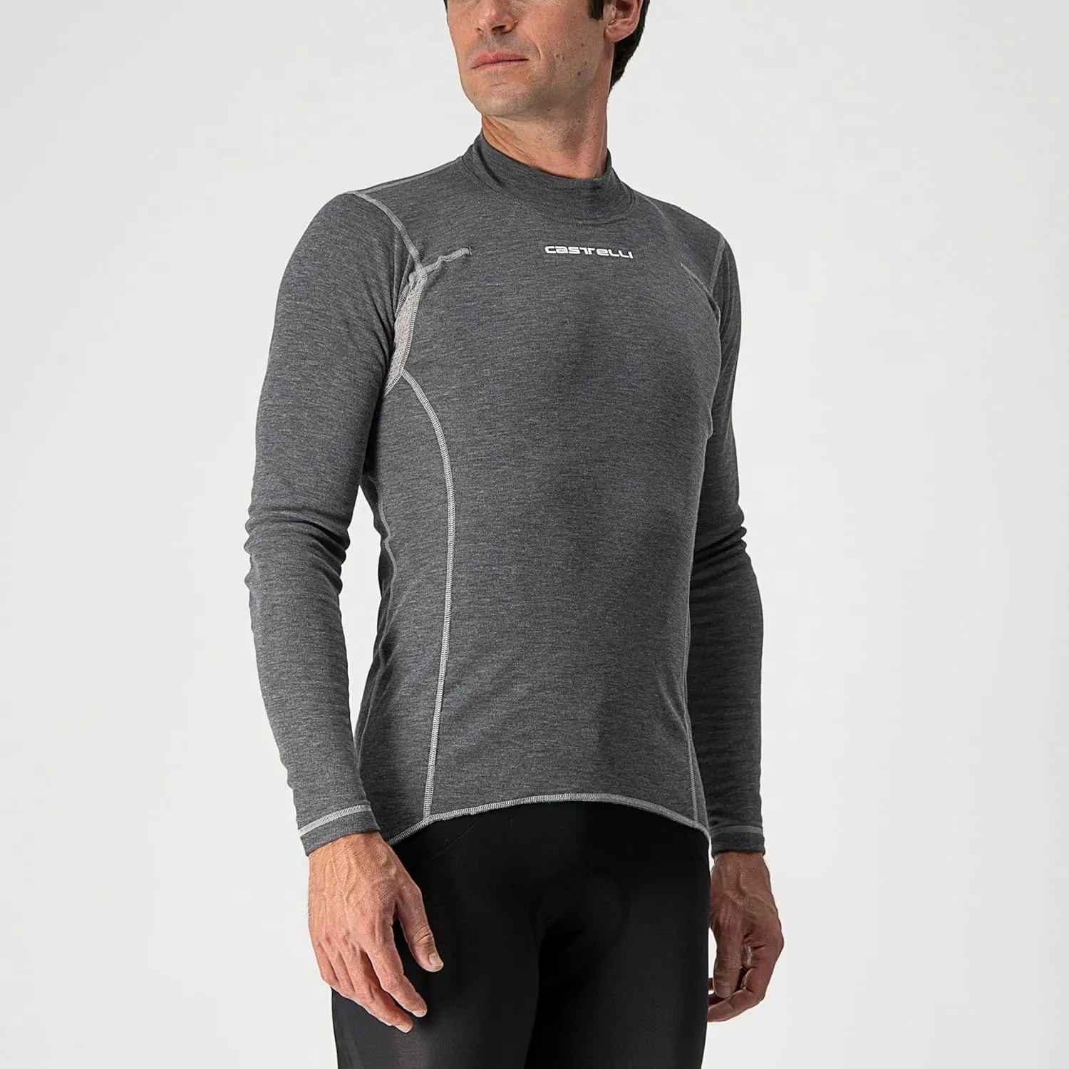 CASTELLI Men's Flanders Warm Long Sleeve Jersey, Fleece Crew Neck Base Layer for Road and Gravel Biking I Cycling