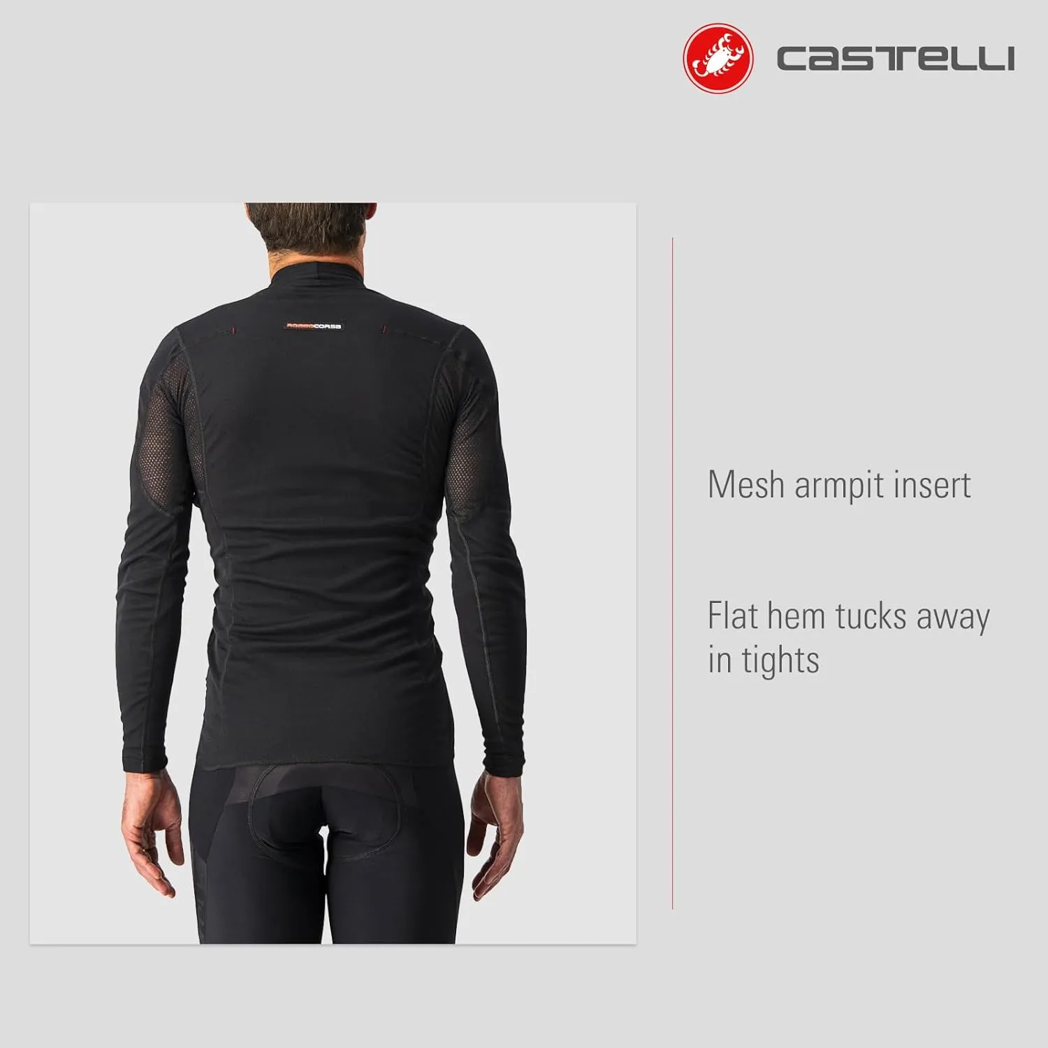 CASTELLI Men's Flanders Warm Long Sleeve Jersey, Fleece Crew Neck Base Layer for Road and Gravel Biking I Cycling