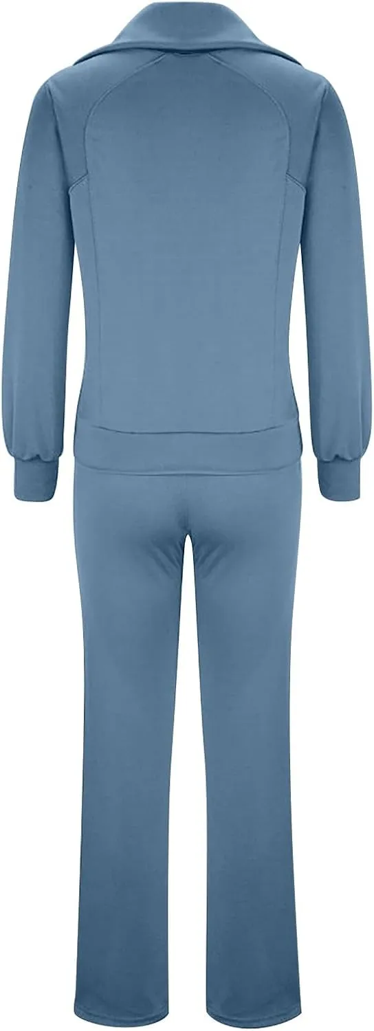 Casual 2 Piece Sportwears for Women Trendy Half Zip Sweatshirt Wide Leg Sweatpant Sets Casual Solid Color Tracksuits
