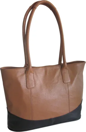 Casual Leather Handbag (#1827-8) (Brown/Black)