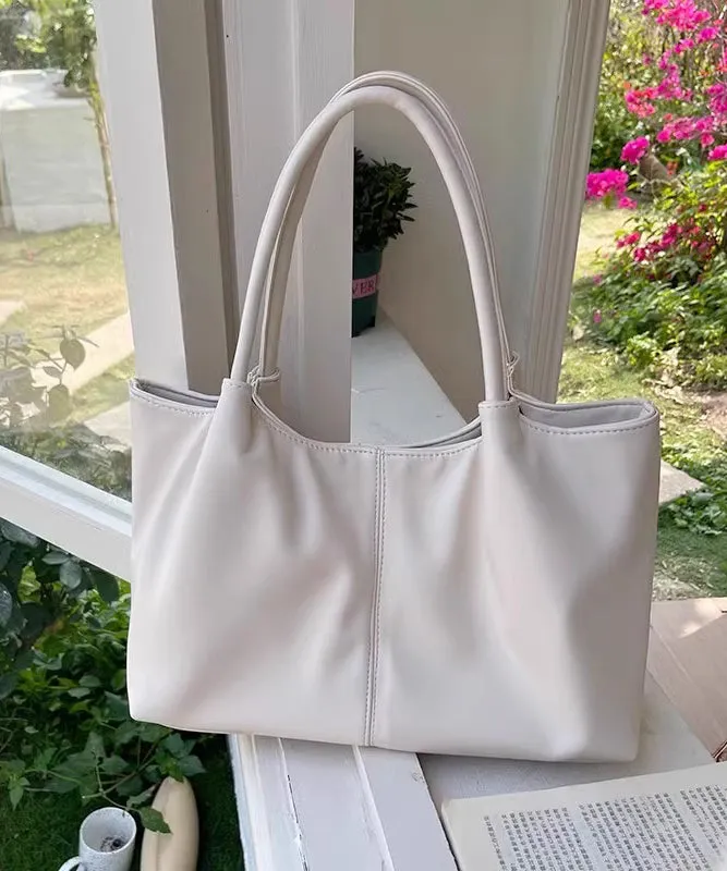 Casual White Large Capacity  Faux Leather Satchel Handbag