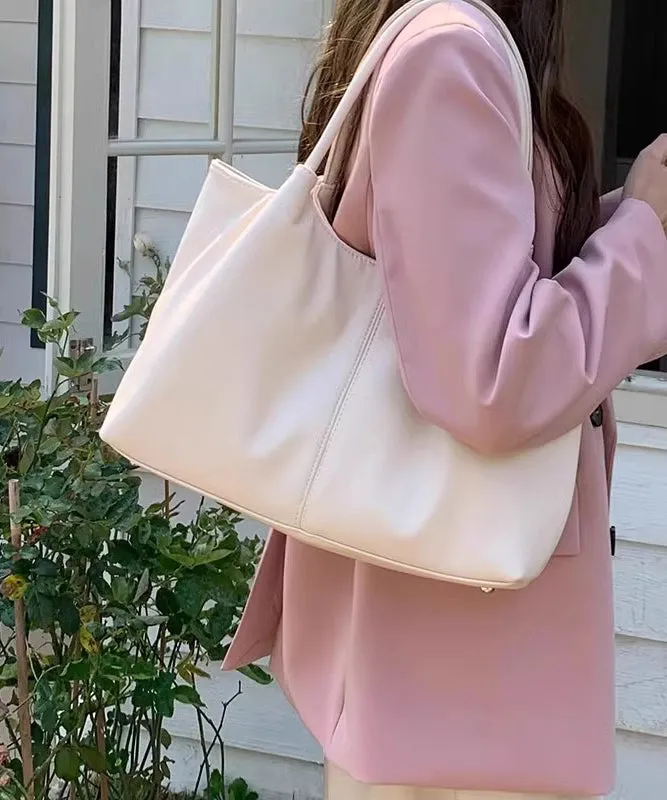 Casual White Large Capacity  Faux Leather Satchel Handbag