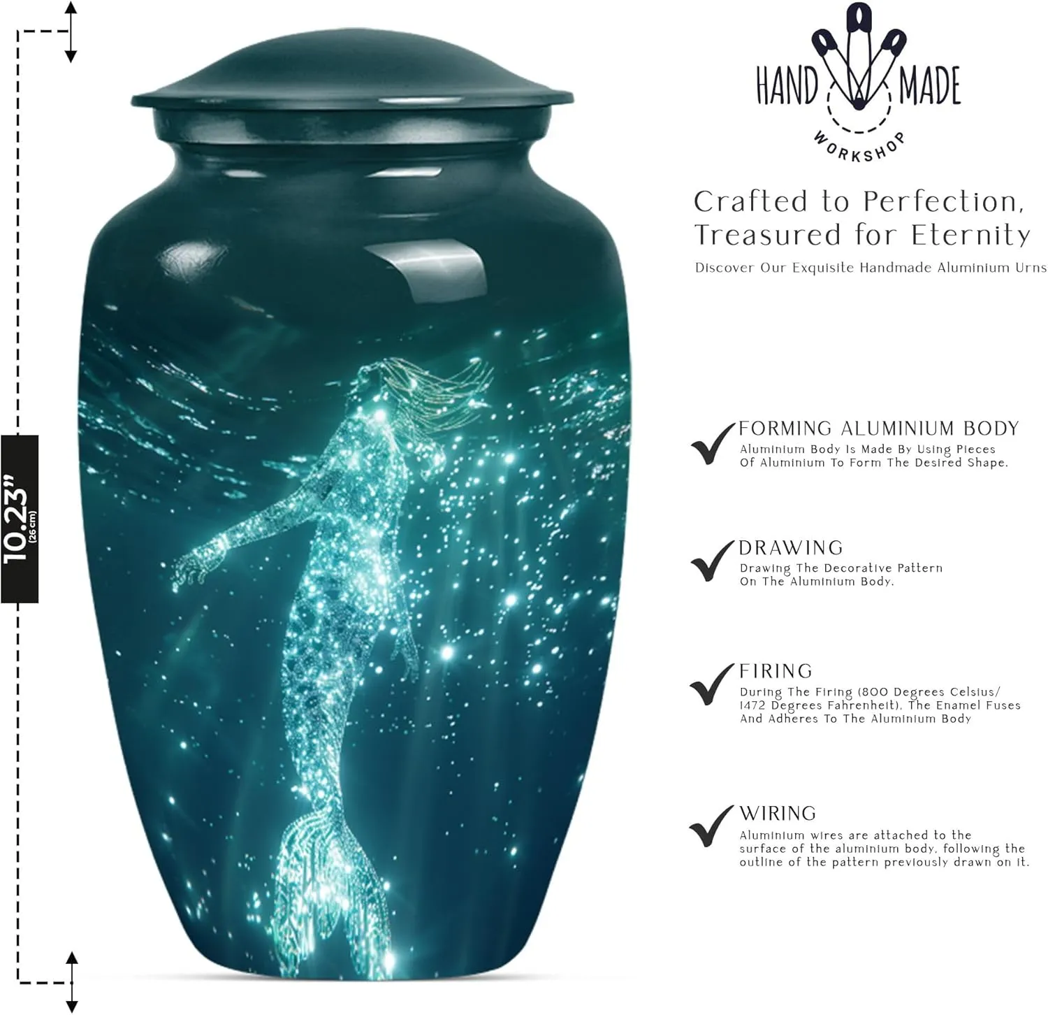 Celestial Mermaid - Urn Man - Ashes Urn Adult - Combo of 1 Large Urn with Velvet Bag and 4 Small - Keepsake Urns for Ashes - Decorative Urns - Ash Urns for Humans - Cremation Urn for Ashes