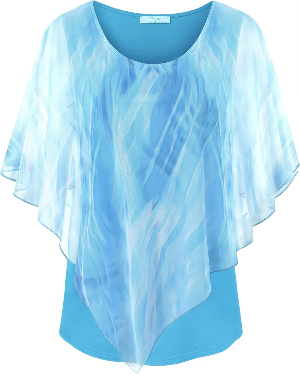 Cestyle Womens Flowy Blouses Dressy Casual Shirts Lightweight Mesh Poncho Tops