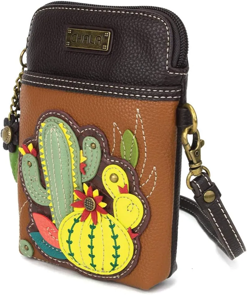 CHALA Cell Phone Crossbody Purse-Women PU Leather/Canvas Multicolor Handbag with Adjustable Strap