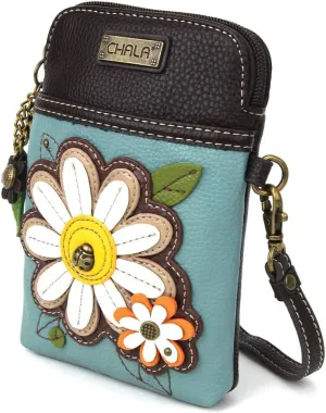 CHALA Daisy Crossbody Cell Phone Purse | Women's Wristlet Handbags with Adjustable Strap (Daisy_Teal)