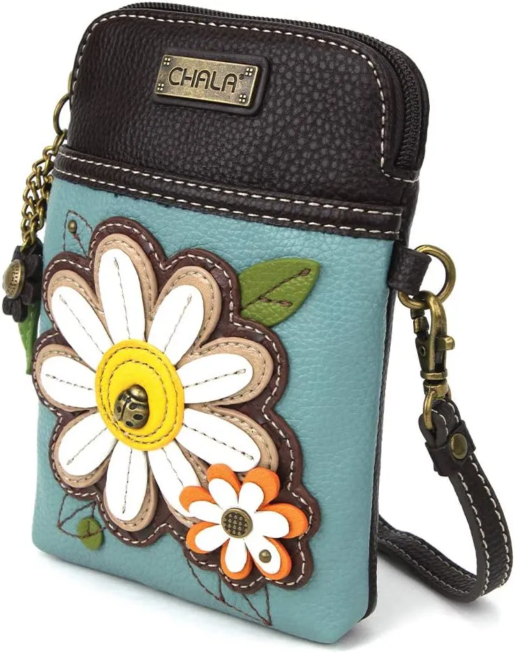 CHALA Daisy Crossbody Cell Phone Purse | Women's Wristlet Handbags with Adjustable Strap (Daisy_Teal)