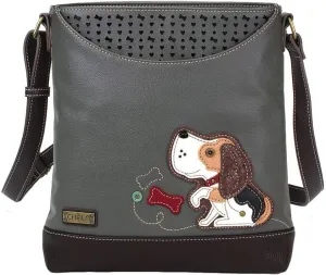 Chala Group Chala Handbags Dog Sweet Messenger Bag Purse, Dog Mom Dog Lover, Gray, 10 " x 11 " x 3 "