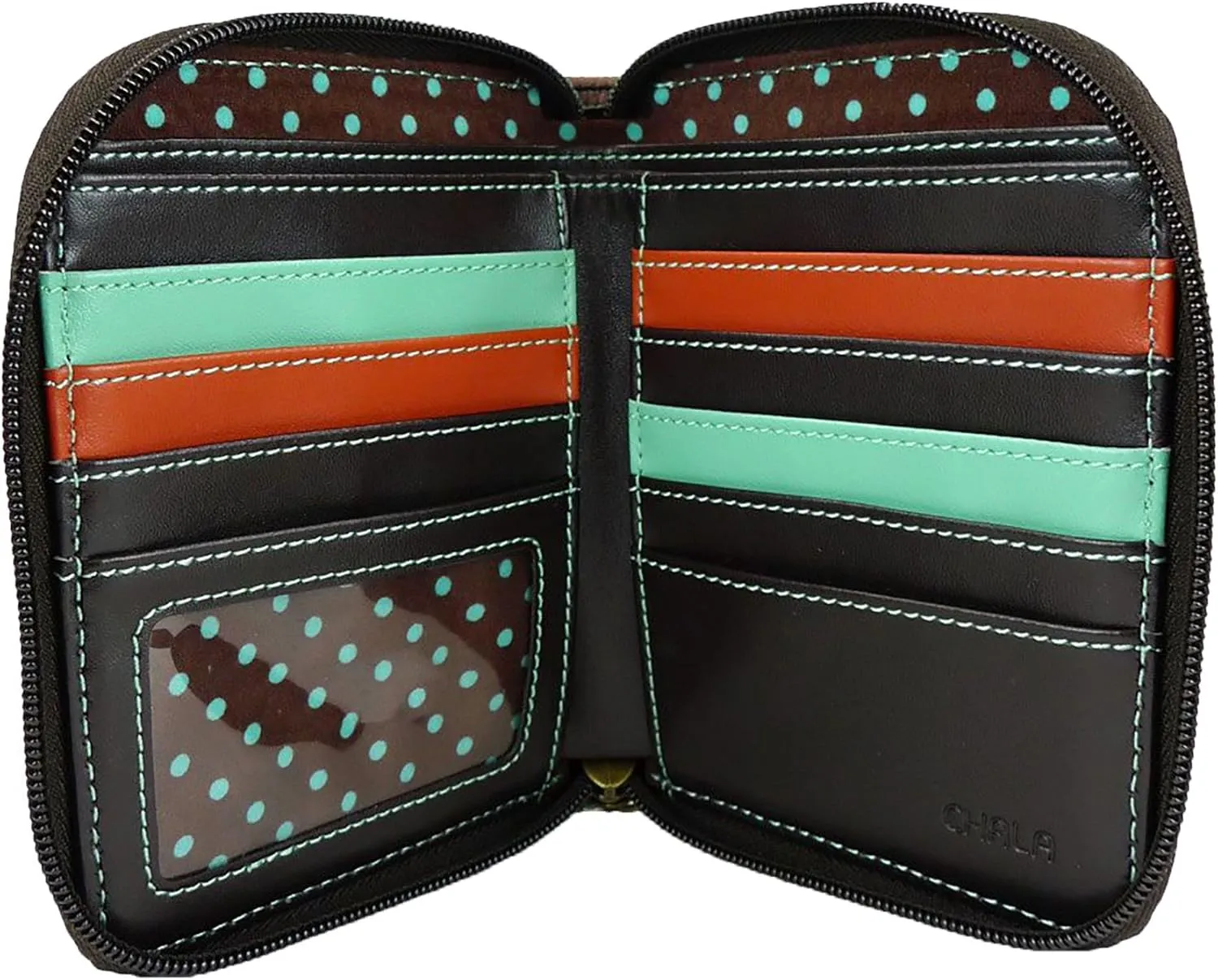 CHALA Zip Around Wallet, Wristlet, 8 Credit Card Slots, Sturdy Pu Leather