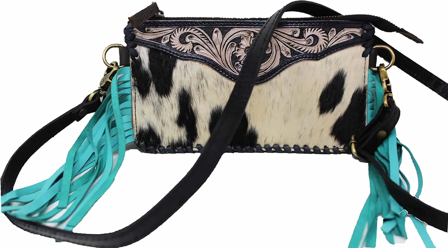 CHALLENGER Women's Cowhide Western Floral Tooled Leather Crossbody Shoulder Bag 18RAH30TR