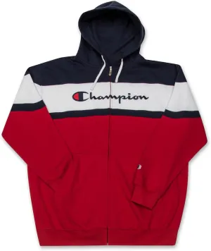 Champion Mens Big and Tall Full Zip Hoodie Classic Embroidered Logo