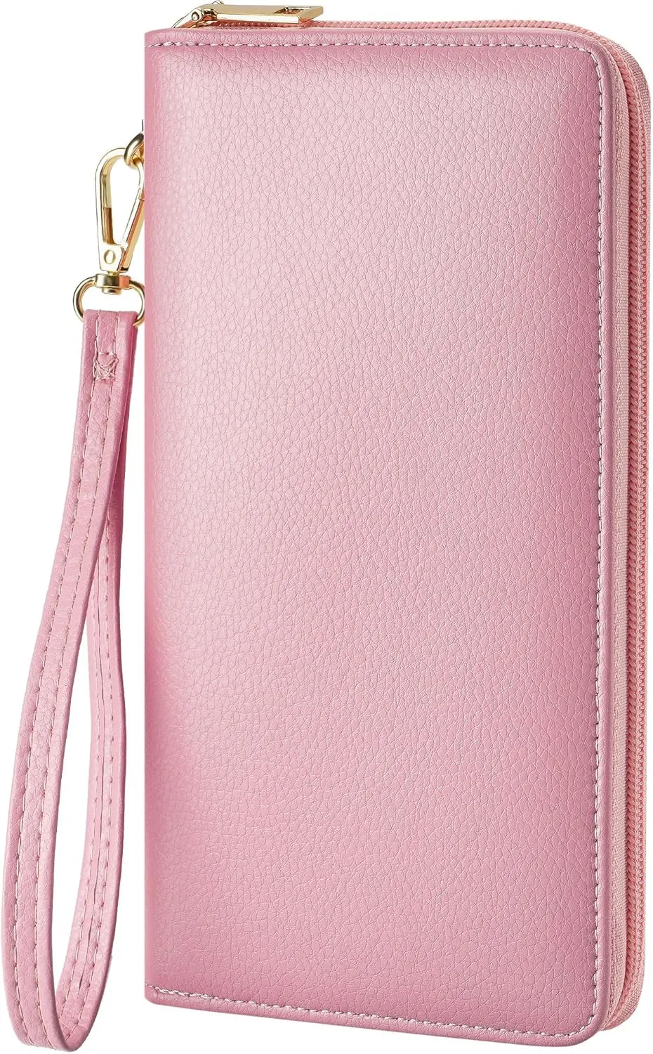 Chelmon Women's Vegan Leather Clutch Wallet with Zip, Hand Strap, Large Capacity