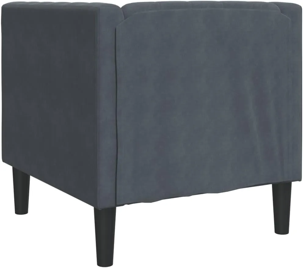 Chesterfield Sofa Chair Dark Grey Velvet vidaXL - 1-Seater, Button-Tufted, Thickly Padded, Solid Wood Frame