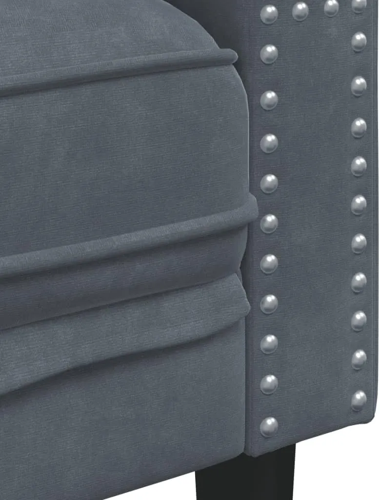 Chesterfield Sofa Chair Dark Grey Velvet vidaXL - 1-Seater, Button-Tufted, Thickly Padded, Solid Wood Frame