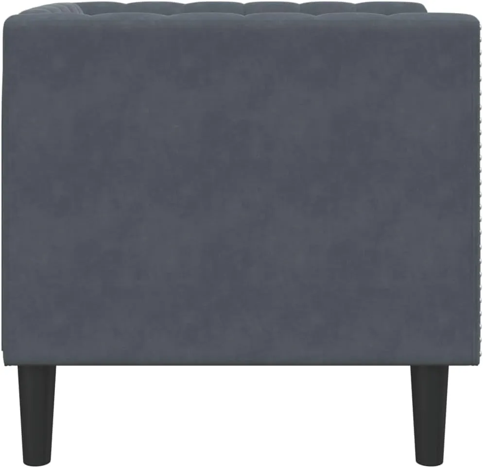 Chesterfield Sofa Chair Dark Grey Velvet vidaXL - 1-Seater, Button-Tufted, Thickly Padded, Solid Wood Frame