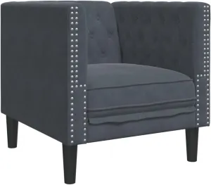 Chesterfield Sofa Chair Dark Grey Velvet vidaXL - 1-Seater, Button-Tufted, Thickly Padded, Solid Wood Frame
