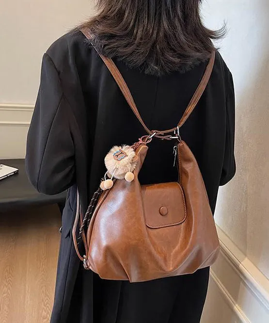 Chic Coffee Large Capacity Faux Leather Satchel Bag Handbag YR023