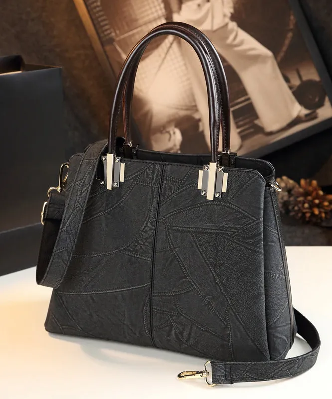 Chic Green Jacquard Large Capacity Faux Leather Tote Handbag YX001