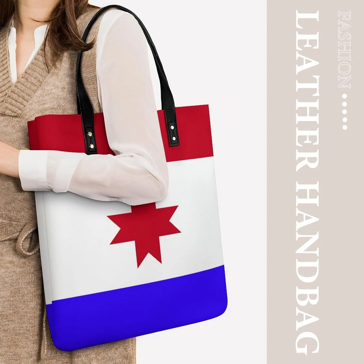 Chic Paraguay Flag Women's Tote Handbag Leather Large Capacity Shoulder Bag for Work