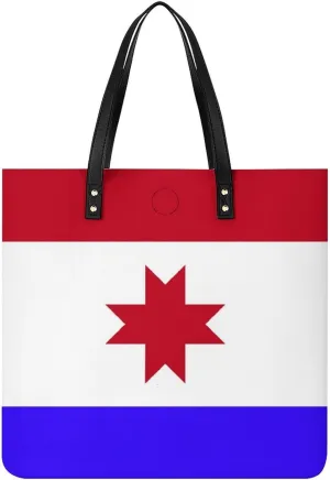 Chic Paraguay Flag Women's Tote Handbag Leather Large Capacity Shoulder Bag for Work