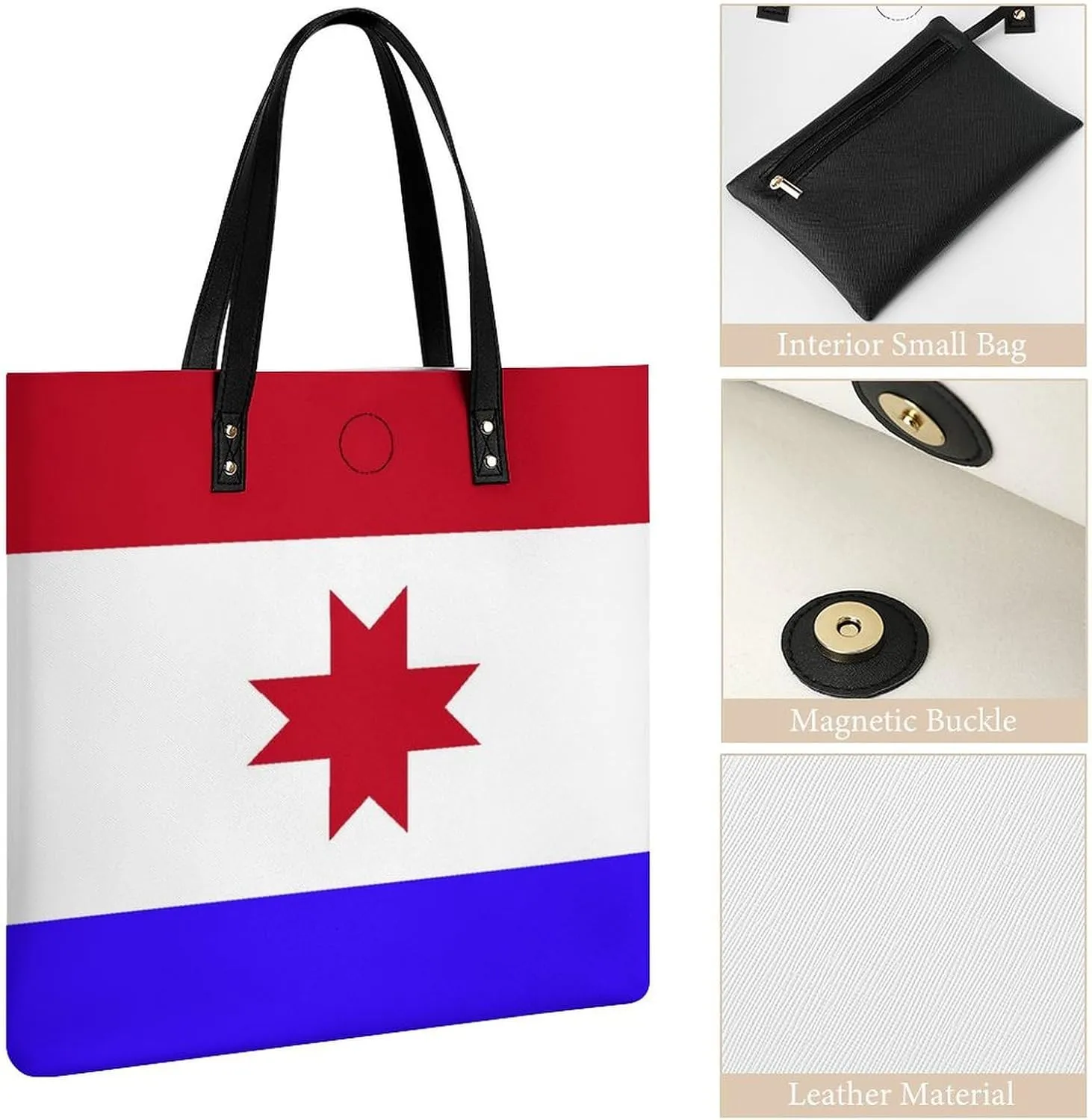 Chic Paraguay Flag Women's Tote Handbag Leather Large Capacity Shoulder Bag for Work