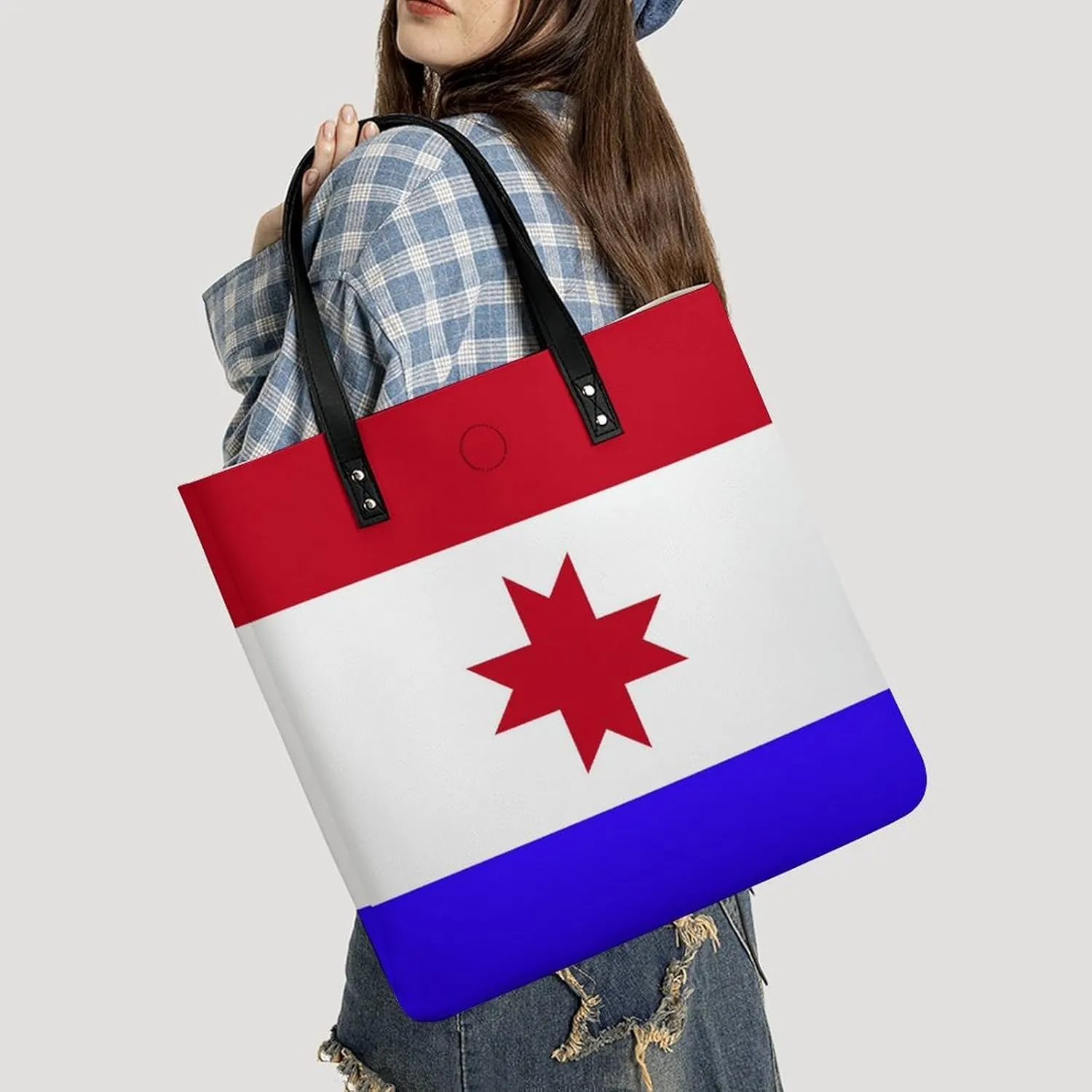 Chic Paraguay Flag Women's Tote Handbag Leather Large Capacity Shoulder Bag for Work