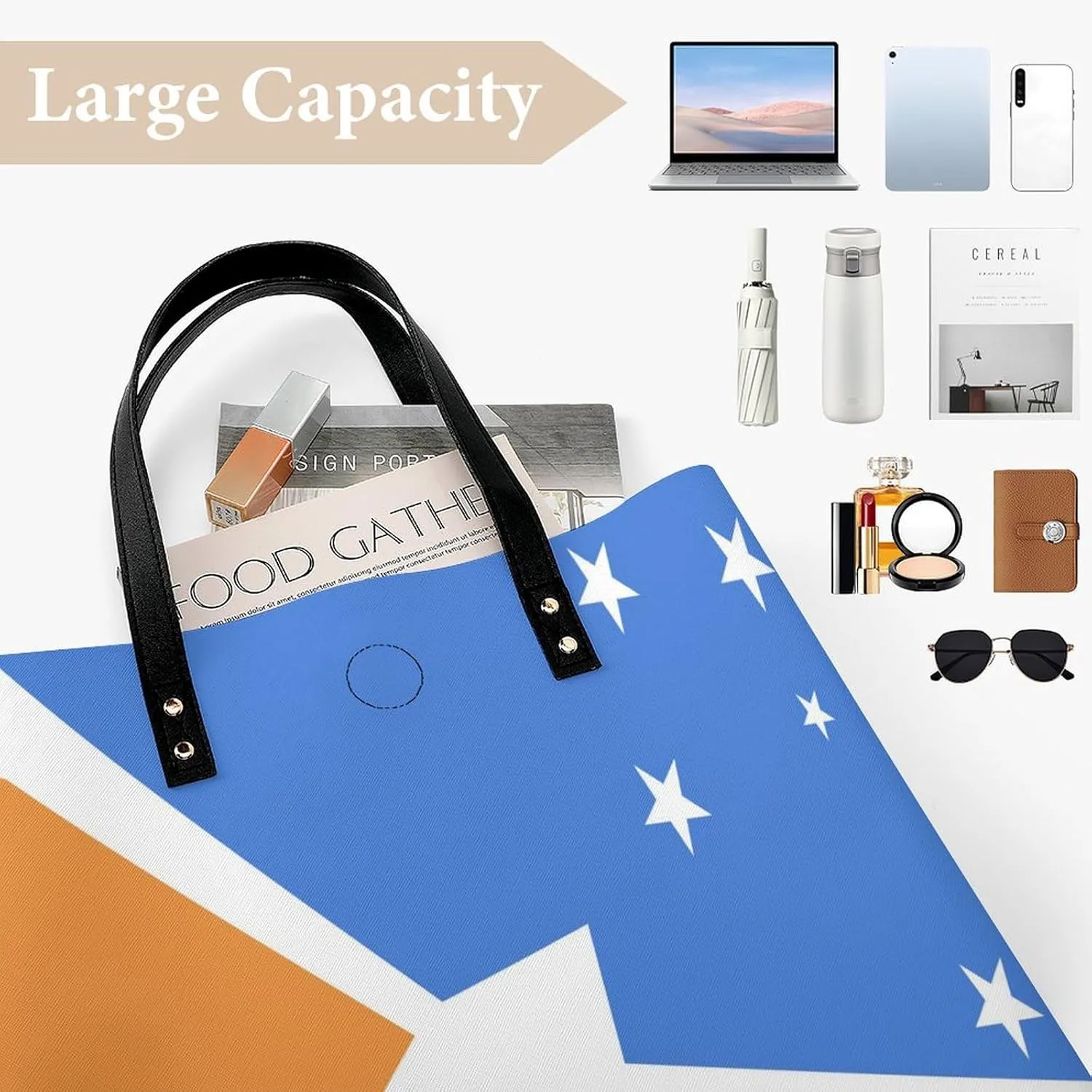 Chic Paraguay Flag Women's Tote Handbag Leather Large Capacity Shoulder Bag for Work