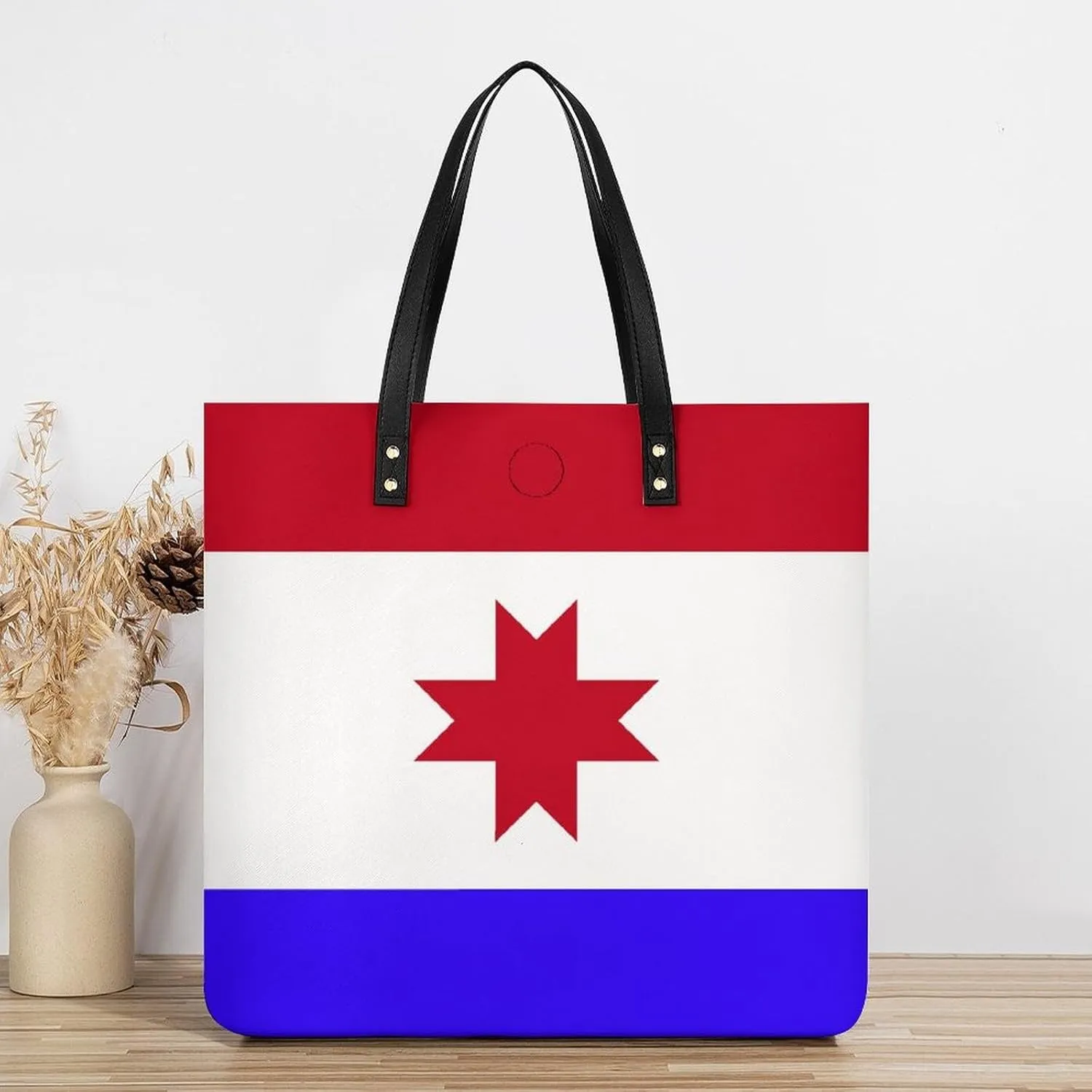 Chic Paraguay Flag Women's Tote Handbag Leather Large Capacity Shoulder Bag for Work