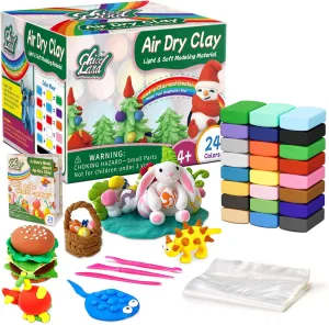 Chico Land Clay Kit - 24 Colors Air Dry Modeling Clay for Kids Age 4 , DIY Model Kit with Sculpting Tools and Storage Bags - Gift for Boys & Girls