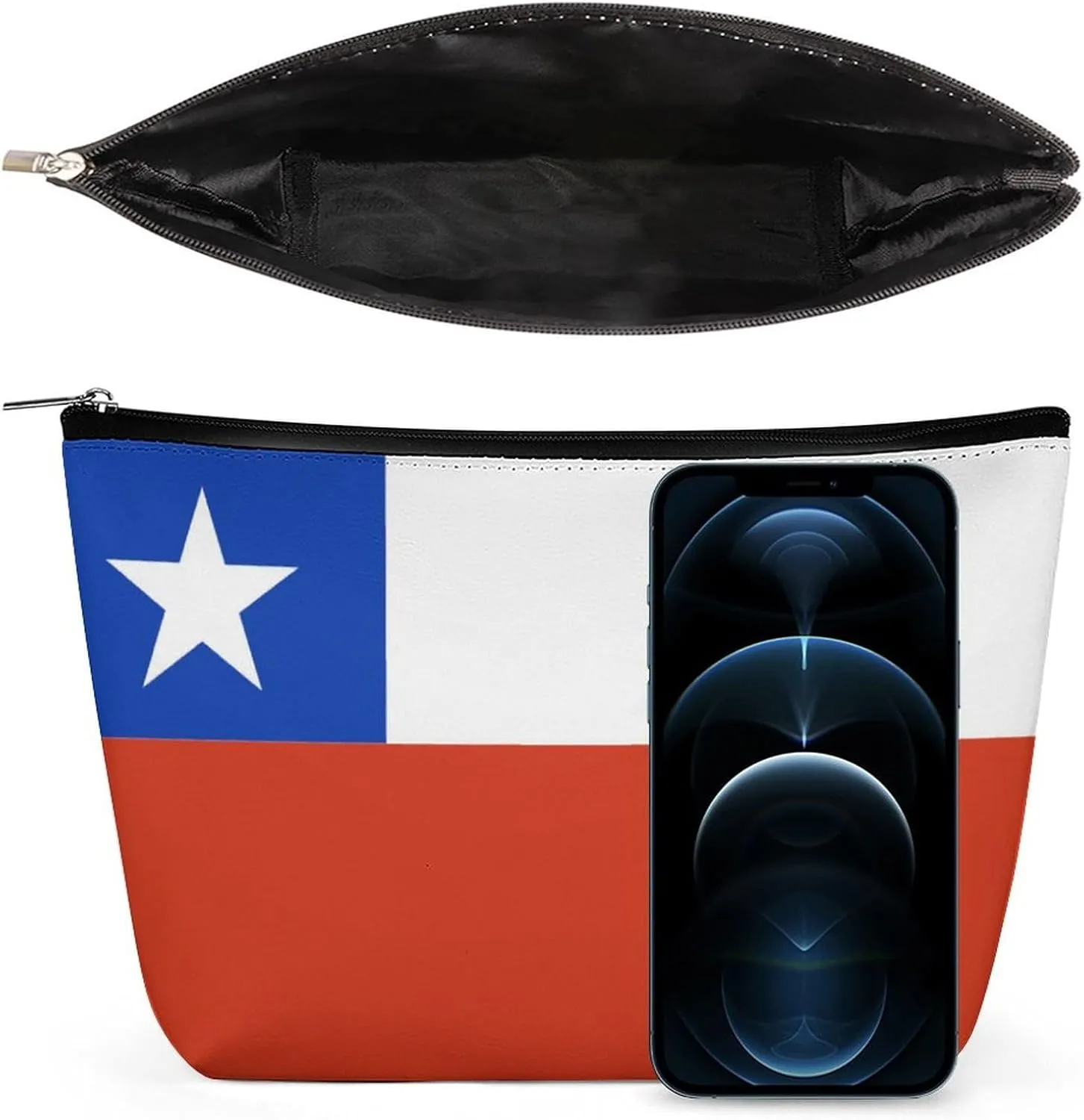 Chile Flag Travel Cosmetic Bag for Women Lightweight Makeup Organizer Pouch for Purse