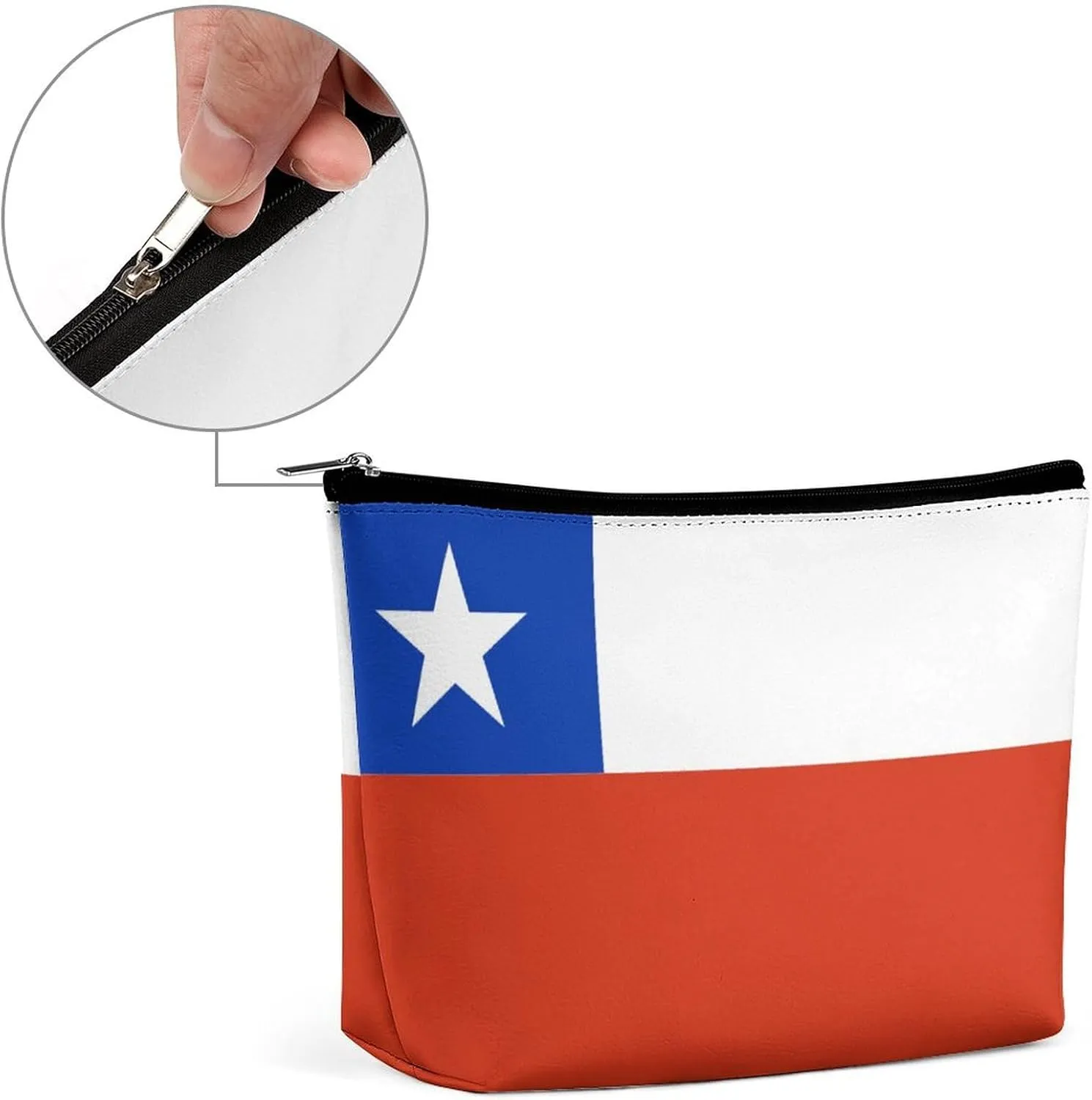 Chile Flag Travel Cosmetic Bag for Women Lightweight Makeup Organizer Pouch for Purse