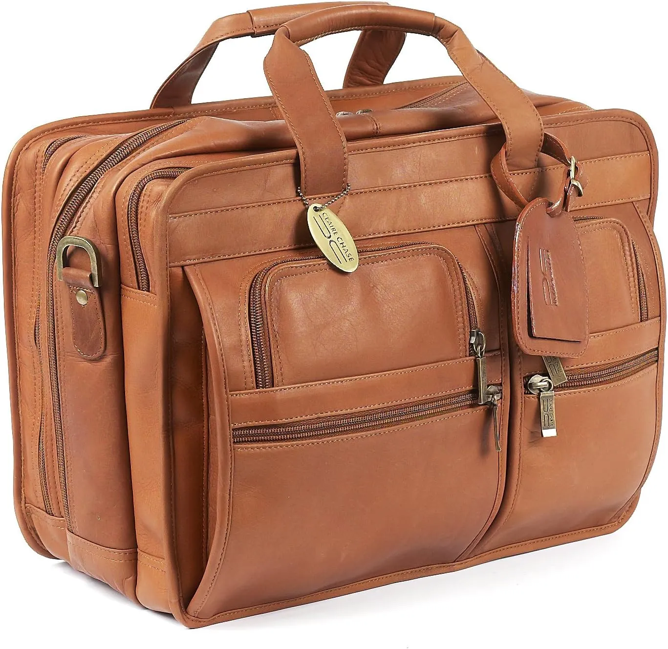 Claire Chase Jumbo Executive Computer Briefcase, Saddle, One Size
