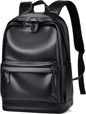 Classic Backpack for Men, PU Leather Large Capacity Travel Bookbag Lightweight Casual Daypack for Travel Work College