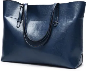Classic Fashion Genuine Leather Tote Bag for Women - Large Capacity Shoulder Handbag with Zipper Closure