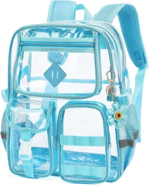 Clear Backpack for School, Heavy Duty Transparent Bookbag for Girls Women with Sunflower Keychain