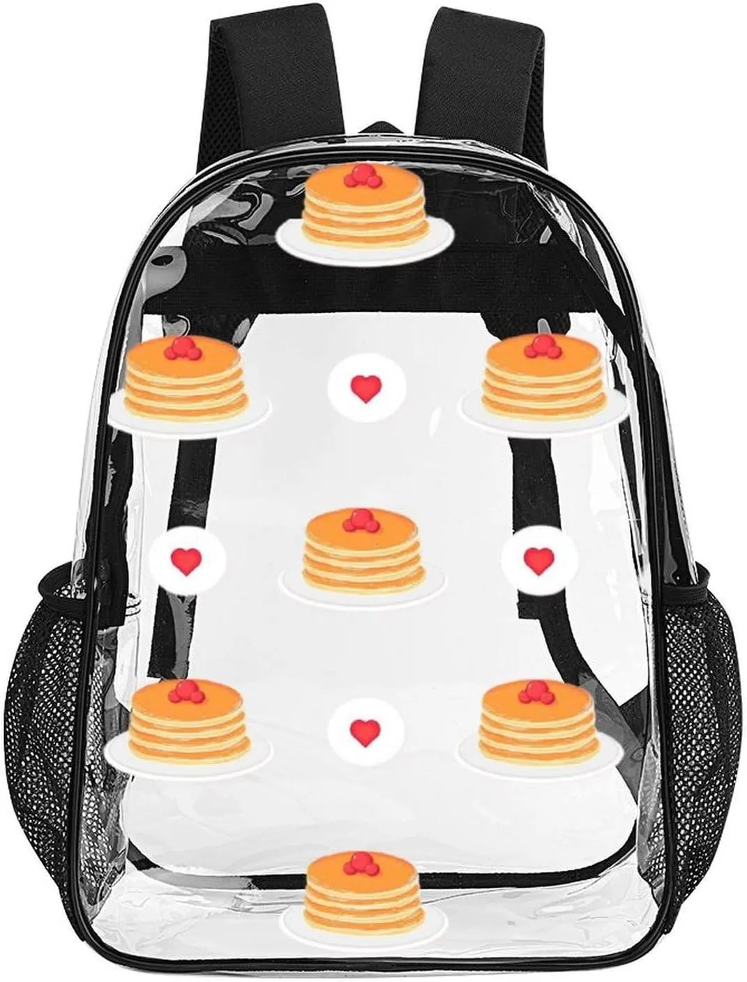 Clear Backpack Heavy Duty Cute Pancakes Berries 16 Inch for Stadium Events Concert Travel Work Sport Hiking Waterproof Sturdy Transparent Bag for Men Women
