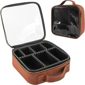 Clear Makeup Bag 10.6X3.7X8.7 inch Travel Cosmetic Organizer Bags for Women with Handle and Detachable Dividers, Portable Waterproof Cosmetic case, Gift for Women, Gift for Girls(Brown)