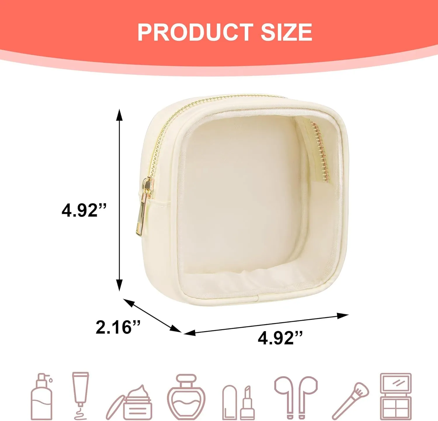 Clear Makeup Bag for Purse 3 Pcs Small Nylon Zipper Pouch Mini Travel Cosmetic Bag Clear Toiletry Bags for Traveling Cute Makeup Organizer for Women (3pcs clear bags-pink beige blue)