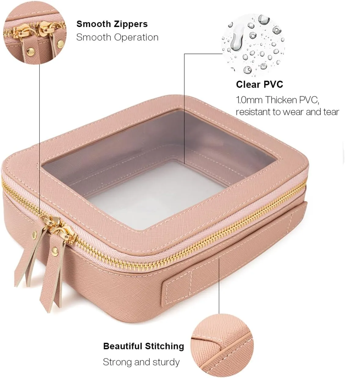 Clear Makeup Bag Set, TSA Approved Clear Toiletry Bag Large Waterproof Travel Makeup Bags with Zipper Clear Cosmetic Bag Small Clear Makeup Case Organizer Mini Make Up Pouch for Purse Car Organizer